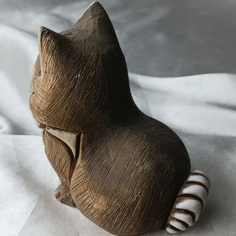 Vintage Artesania Rinconada Art Pottery Hand Crafted Clay Figurine-SOMALI CATS